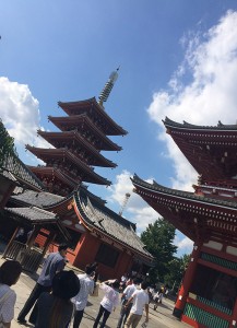 The grounds and pagoda of Sensō-ji, an ancient Buddhist temple in Asakusa, Tokyo